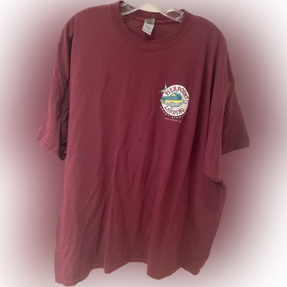 Pierpoint Landing sport fishing along Beach, CA men’s tshirt